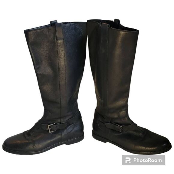 Cole Haan Black Leather Riding Boots Women's Size 7 - Picture 1 of 8